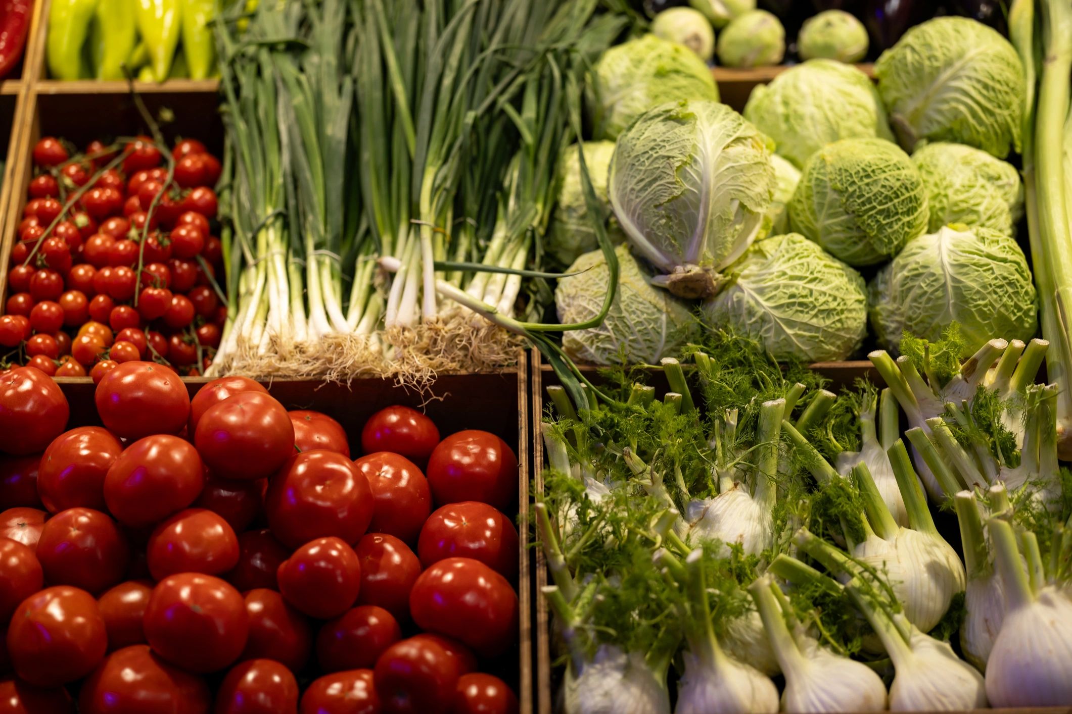 Colorful assortment of seasonal vegetables